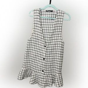 Zara Plaid Sleeveless Pinafore Mini Dress size XL Academia